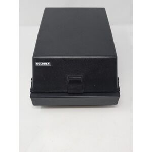 Vintage Rolodex RC-35 Black Covered Card File Tray with A-Z Dividers and Cards